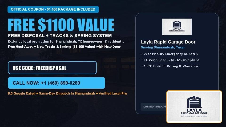 FREE Old Door Haul-Away & Heavy-Duty Tracks in Shenandoah, TX - Layla Rapid Garage Door